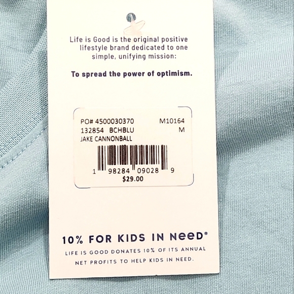 LIFE IS GOOD Men's M Crew Neck JAKE CANNONBALL S/S Tee Shirt BEACH‎ BLUE NWT - Picture 6 of 7